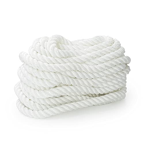 Aoneky 3/8\'\'x25ft White Nylon 3 Strand Anchor Rope - Twisted Rigging Line - Boat Anchor Line - Anchor Rode - Thumbnail 5