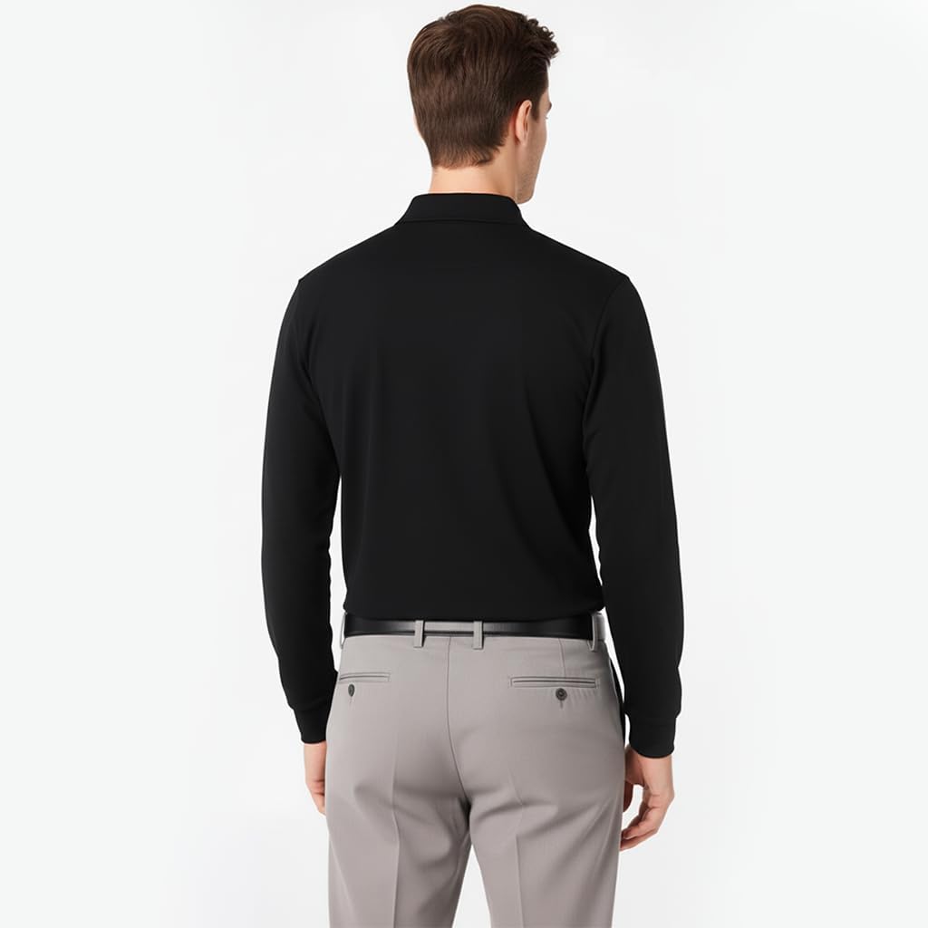 Men’s Performance Polo Shirt, Comfortable Poly/Cotton Pique Long Sleeve Polo Shirt, S-6XL - Image 4