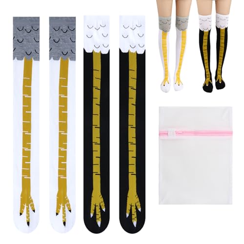 SPOKKI 2 Paar Chicken Leg Socks Fun Hühner Legs Sock, Overknee Socken Hühnerfüße Strümpfe Winter Warm, Witzig Personalisierte Wärmer Geschenke Vogel Paw Hühnerbein