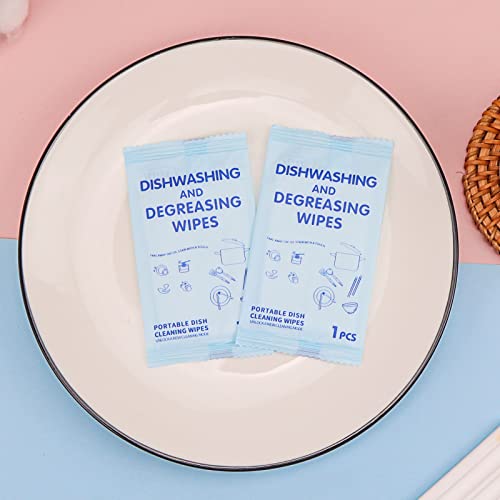 Image of Portable Cleaning Wipes, 100 Count Dish Soap Disposable Wipes, Individually Wrapped Dish Wipe for Travel and Camping Quick Cleaningups