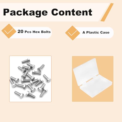 Image of 20Pcs M8 Hex Bolts M8x30mm Hex Head Bolt Stainless Steel 304 | M8-1.25 Fully Threaded Hex Tap Metric Hexagon Head Machine Screw Right Hand External Hex Drive