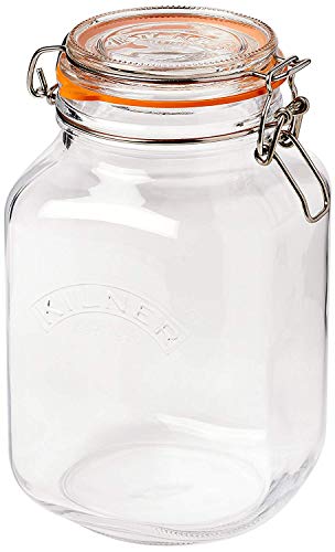 Kilner Square Clip Top Jars 2 Litre - Case of 6 | Kilner Preservation Jars, Kilner Storage Jars, Kilner Jam Jars with Cliptop Lid