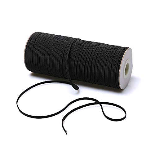 Top Hunter Black 120-Yards Length 1/8' Width Braided Elastic Cord - Heavy Stretch Knit Elastic Spool