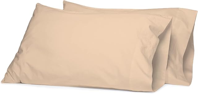 2 Pack 100%Egyptian Cotton Pillowcases | Ultra Soft Premium Quality Housewife 200 Thread Count Plain Pillow Case Cover For Bedroom (50 X 70cm) (Mocha)