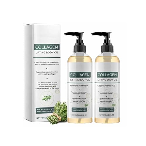 2pcs Aceite Corporal con Colágeno 100ml - Body Oil Hidratante y Reafirmante, Aceite Anticelulitico, Bio Oil Estrias Embarazo Tratamiento para Cicatrices y Arrugas Corporales