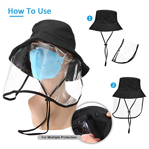Boné Exterior, Andoer Chapéu protetor com escudo removível transparente facial homens mulheres chapé