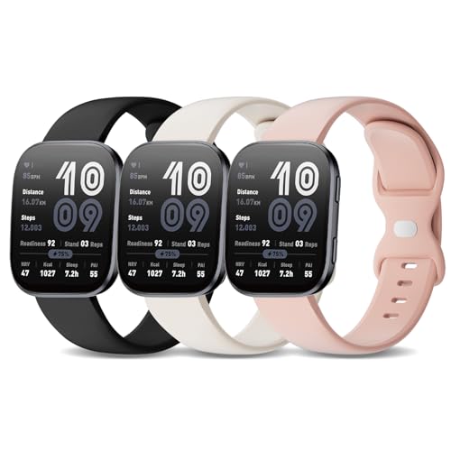 Image of 3 Pack Watch Bands Compatible with Amazfit Bip 6 /Bip 5 /Active Max /Bip Max /Balance 2 /Balance,22mm Soft Silicone Replacement Sports Strap for Amazfit GTR 4 /3 Pro /3 /2 /Cheetah Women Men