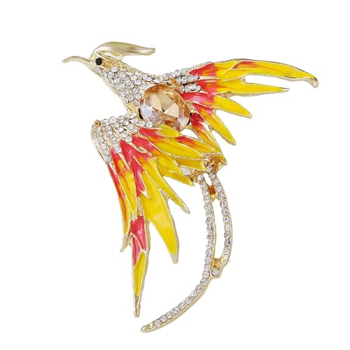 Image of Kaichen Rhinestone Phoenix Brooch Crystal Enamel Lapel Flame Fire Bird Resurrection Survivor Pin for Women Ladies Clothing Accessories