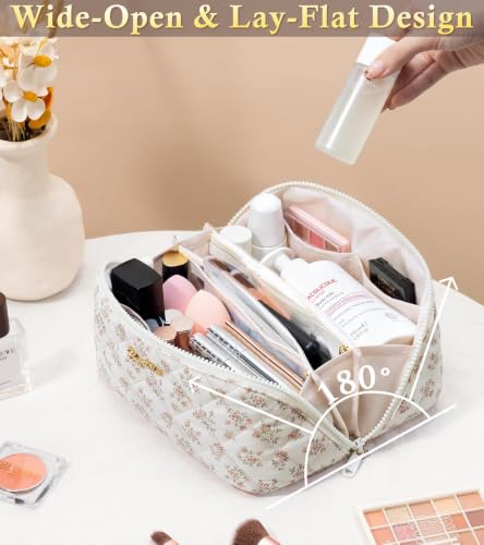 Image of Travel Makeup Bag, Large Capacity Puffy Toiletry & Cosmetic Bag for Women