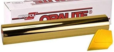 ORACAL 351 Mirror Gold Chrome Vinyl 12" x 24" Wrap Roll for Cricut, Silhouette & Cameo Including Hard Yellow Detailer Squeegee (1 roll)