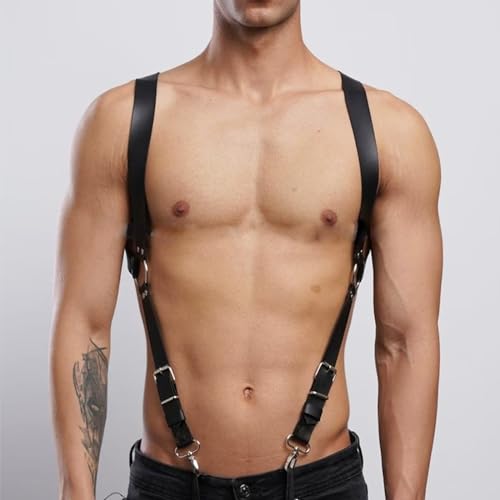 FLUTOY Harness Männer Leder,Hosenträger Herren Gay Unterwäsche Herren Sexy Unterwäsche für Mann Reizwäsche für sex Fetisch Festival Rave Outfit (K2)
