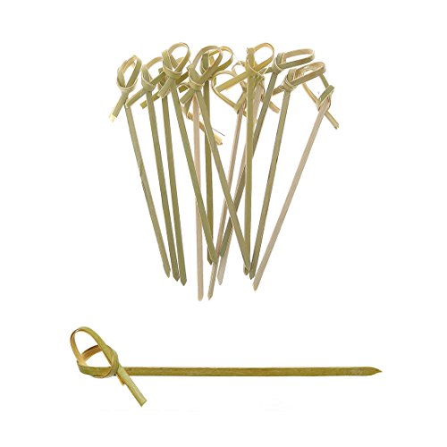 Akoak 100 Count 3.5 Inches Bamboo Knotted Skewers, Twisted Ends Bamboo Skewers Cocktail Picks #TOP30
