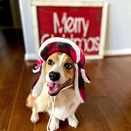 Dog Hats with Earmuffs Pets Warm Adjustable Trapper Hat for Small Medium Dogs - Image 3