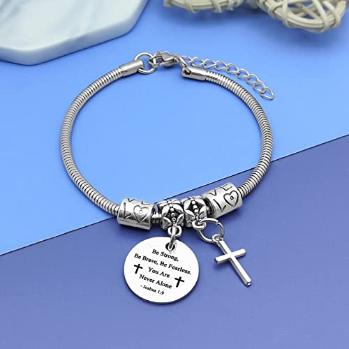 Image of DlaeKua Faith Bracelets for Women Bible Verse Jewelry Gifts Inspirational Religious Gifts Stainless Steel Bracelet Jewelry Joshua 1:9 Christian Prayer Gift Birthday Gift for Her