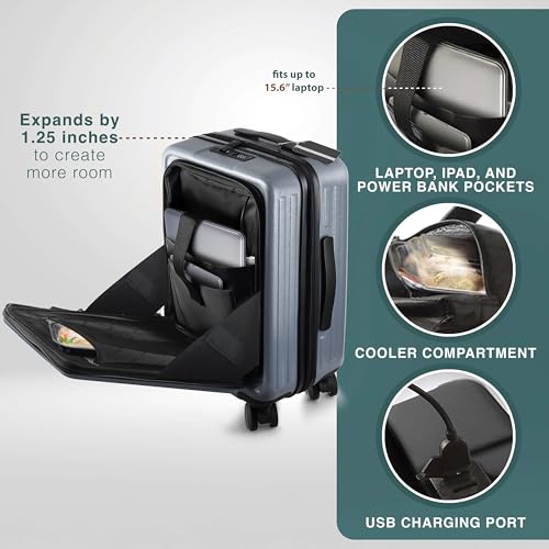 Image of Luggage Sets 3 Piece, 20 Inch Carry on Luggage and 24 Inch Suitcases with Wheels Spinner, Durable Hard Shell Suitcase Set, Expandable Travel Suitcase, Grey