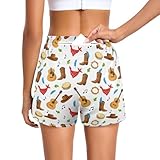 QUGRL Womens Training Shorts Cowboy Boots Guitar Hat...
