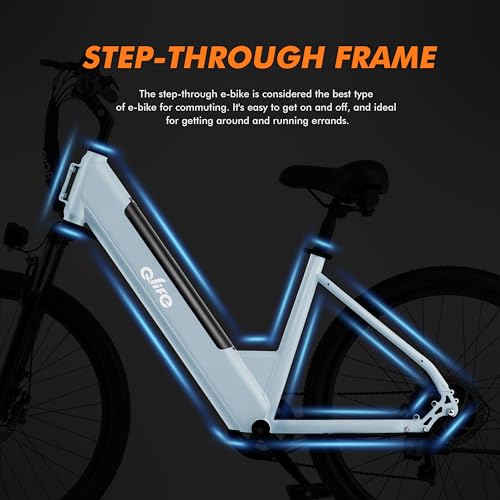 Image of Qlife Cityone Electric Bike for Adults & Teens, Step-Through Commuter Ebike, 1000W Peak Motor, 55-Mile Range, 48V Removable Battery, 26-Inch City Tires, 7-Speed, Up to 20+ MPH