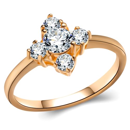 Obiyos Women’s Engagement Wedding Ring, S925 Sterling Silver, 1 Carat High-Carbon Diamond, 14K White Gold Plated, Unique Promise Ring