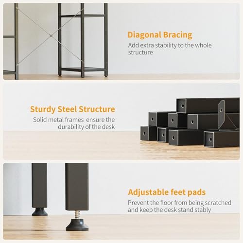 Image of Un-Desk Nova Computer Table for Home Office /Study Table with 3 Shelf Workstation Desk for Desktop Pc Laptop and Gaming with Keyboard Tray Reversible Shelf Left and Right 120 CM Charcoal Black