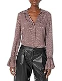 PAIGE womens Abriana Shirt Button Down Pleated Sleeve Luxe Matte Satin in Truffle Blouse, Truffle, Small US