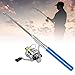 Fishing Rod and Reel Combos, Pocket Fishing Pole with Reel Wheel Retractable Aluminum Alloy for Sea Rock Stream River Boat Raft Ice Fishing (Blue)