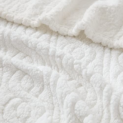 Vcny Home | Bethany Collection | Cream Sculpted Braid Sherpa Throw, 50" X 70" #TOP2