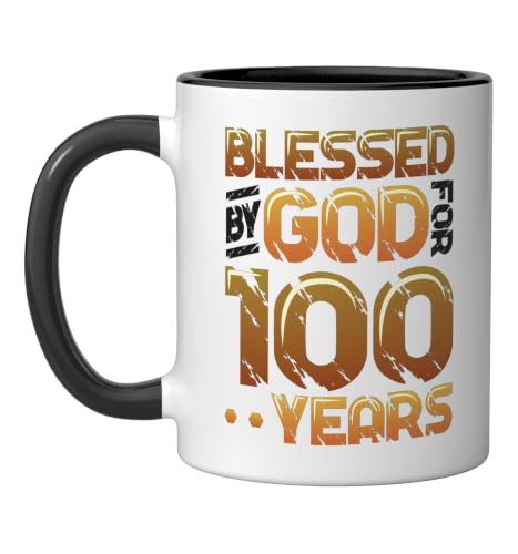 Blessed By God For 100 Years Religious Themed 100th Birthday Ceramic Mug, Black/White, 11oz by Christian Birthday 100 Years Blessed - Used condition - US$11.62