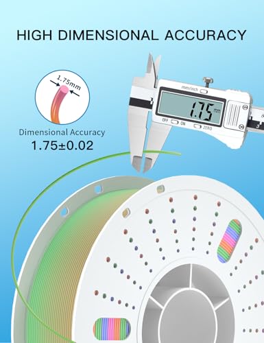 Image of PINBALL Matte Rainbow PLA 3D Printer Filament 1.75mm, Multicolor Fast Color Changing 3D Printing Filament, PLA Filament Dimensional Accuracy + /- 0.02mm, 1 KG (2.2lbs)