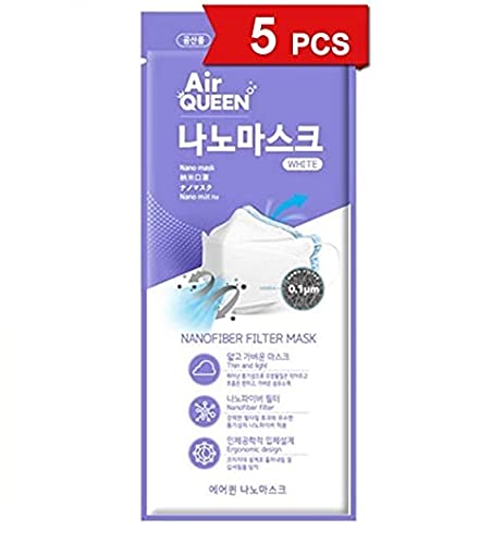 (Originally imported by Harman Products India) Air QUEEN US-FDA Approved Nonwoven Fabric Reusable Unisex Nano Masks with Next-Gen Nano Fiber Filter Without Valve , White , Pack of 5 (B095SBCQGS) Amazon Price History, Amazon Price Tracker