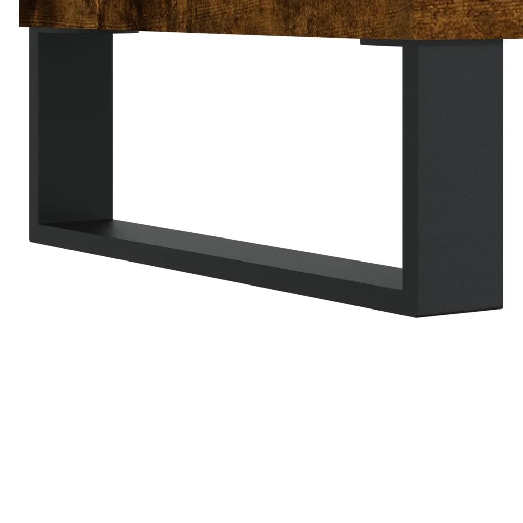 Helloshop26 Armadietto a dischi classico con ampio spazio 84,5 x 38 x 89 cm stile industriale in legno rovere fumato 02_0049179