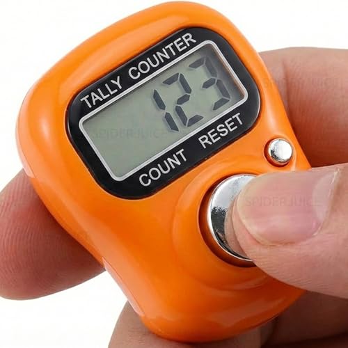 Image of 99999 5 Digit Multiuse Digital Electronic Portable Mini Hand Tally Clicker Counter Finger Ring Mantra Jaap Device Machine Cricket Umpire Counting Zikr Ziker Dhikr (1101 Orange)
