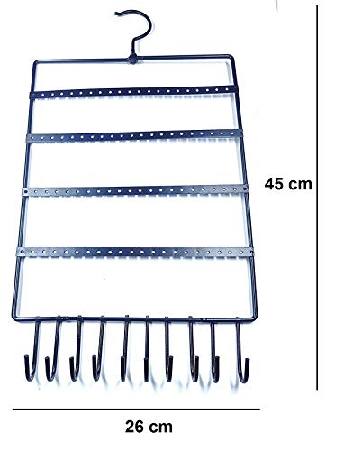 Image of Large Metal Jewellery Hanger Display Stand with 10 Hanging Hooks and 80 Earing Holes - (Ivory)