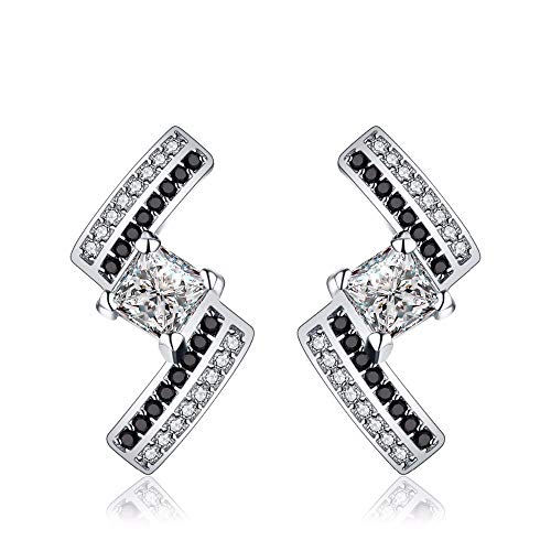 Boucles d'oreilles en argent 925 et spinelle noire pour fiançailles