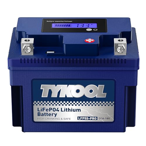 TYKOOL LFP5S-PRO Lithium Battery, Replaces YTZ5S YTX4L-BS, 180CCA 3Ah Fits for Motorcycle Scooter ATV, Compatible with Honda Grom MSX Monkey125 Yamaha TTR125E KTM 450 EXC KLX110, LCD Display