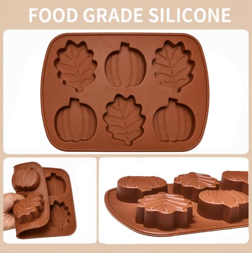 Image of Pumpkin Silicone Molds, 2PCS Fall Jumbo Maple Leaf Pumpkin Ice Cube Trays