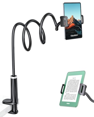 Schwanenhals Tablet & Kindle halterung Bett: 360° Sockel mit Flexibler Lang Arm Ständer eReader Handyhalterung für Tisch, Tablet Halterung Zubehör für iPad Pro/Handy/Switch/Galaxy Tabs, 4,7-12,9 Zoll