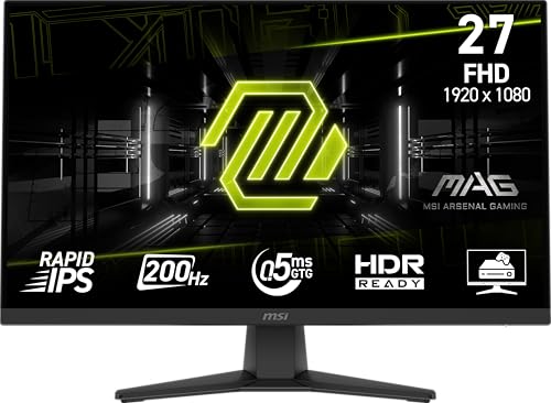 Image of msi MAG 272F 27-inch 1920 x 1080 (FHD) Gaming Office Monitor, 200Hz, AMD FreeSync Premium, HDR Ready, HDMI, VGA Port, VESA, Tilt, 0.5ms, Black