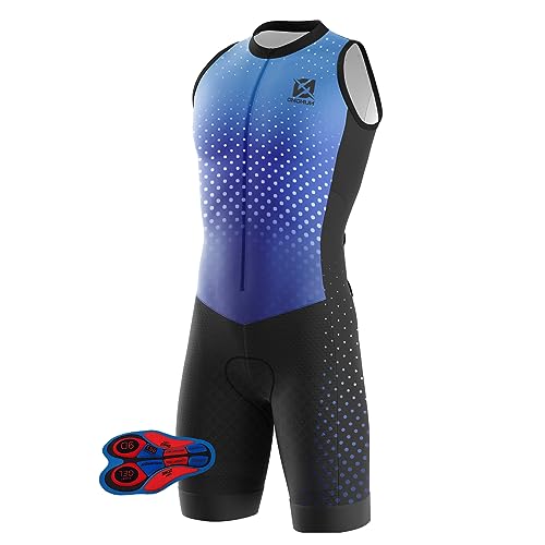 Summer Cycling Skinsuit Triatlón for Hombres, Pro Manga Corta Traje de Ciclismo, Racing Tri Suit de Bicicletas Acolchado de Gel, MTB Mono,Correr, Nadar, Andar en Bicicleta (TYP-4,XXL)