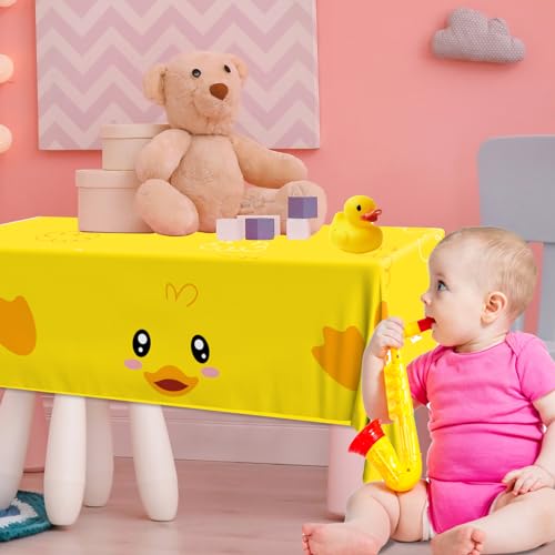 Image of 3pcs Yellow Duckie Table Cover, Waterproof & Easy to Clean, 70.8x42.5 inches, Duck-themed Tablecloth for Parties, Baby Showers, Gender Reveals