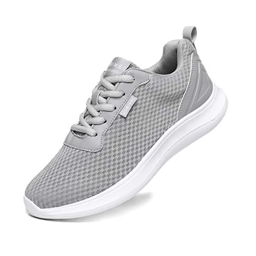 GESIMEI Men's Breathable Mesh Tennis Shoes Comfortable Gym Sneakers Lightweight Athletic Running Shoes (8 M US, LightGrey(Upgrade))