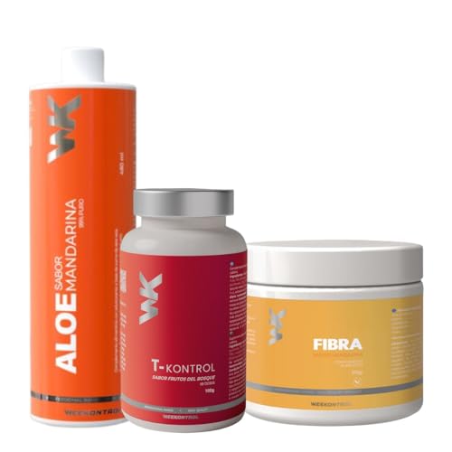Weekontrol Pack TAF Detox Quemagrasas Aloe Vera Puro para Beber 99% + Té Termogénico Potente + Fibra Saciante. Digestión y Control de Peso (1200Gr, Aloe Mandarina-Té Frutos del Bosque-Fibra Mandarina)