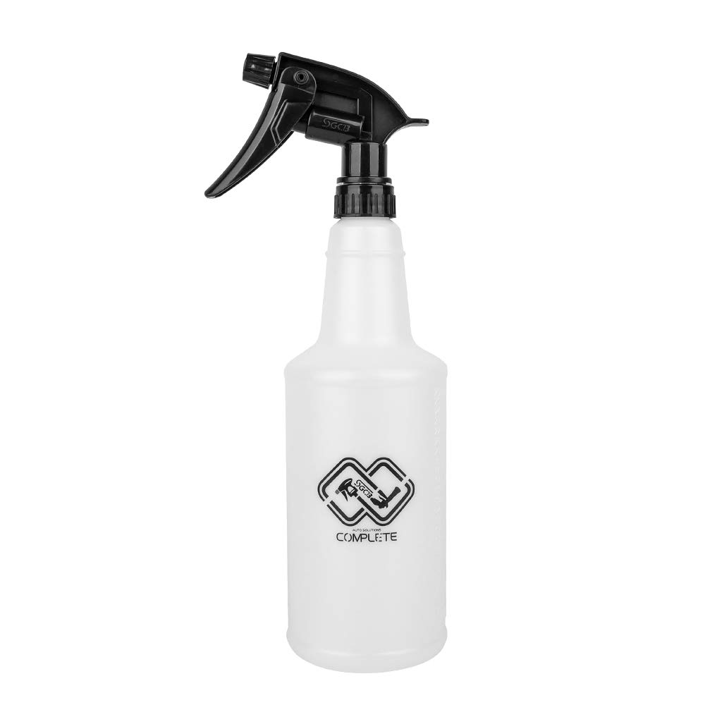 SGCB Pro Plastic Automotive Spray Bottle, 34oz Heavy Duty Empty Car Detail Spray Bottle Fully Adjustable Spray Nozzle |Mist or Jet| No Clog All-Purpose Sprayer Cleaner Leak-Proof Chemical Resistant