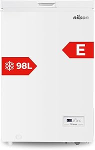 Nilson Congelador Horizontal Blanco NCH1001EDC. Capacidad 98 Litros, Dual Cooling, 4 Star, Modo Super Congelación, Tecnología Cíclica, Puerta Abatible, 1 Cesta, Bajo nivel Sonoro, Clase E          [Clase de eficiencia energética E]