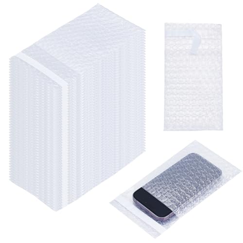 arricraft 300 bolsas transparentes de burbujas autosellantes, bolsa de burbujas de doble pared, bolsas de burbujas de película de polietileno para embalaje, envío, envío, envío, platos frágiles, 7.87