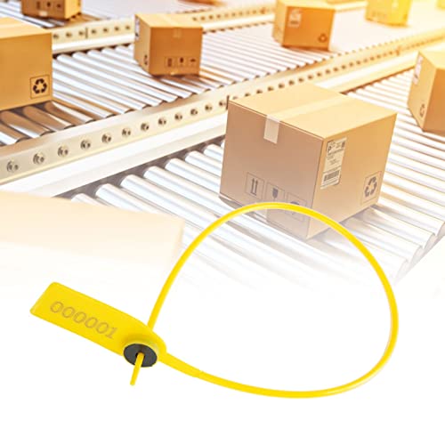 TOPINCN 100 Stück Kunststoff Sicherheitsetiketten, Gelb, Paket, Transport, LKW, Kunststoff-Sicherheitssiegel, 40 cm, Etikett, Kabelbinder mit Nummer
