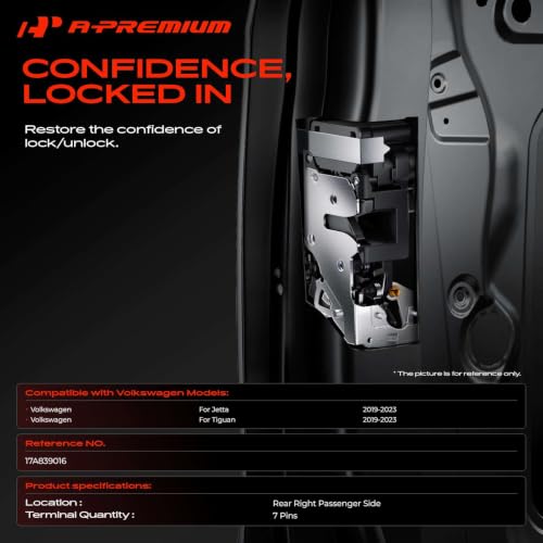 Image of A-Premium Rear Right Passenger Side Door Lock Actuator | Compatible with Volkswagen Tiguan /Jetta 2019-2023