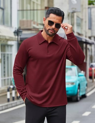 COOFANDY Polo para Hombre de Manga Larga Camisa Casual con Cuello para Oficina y Golf Ligera y con Botones miniatura 4