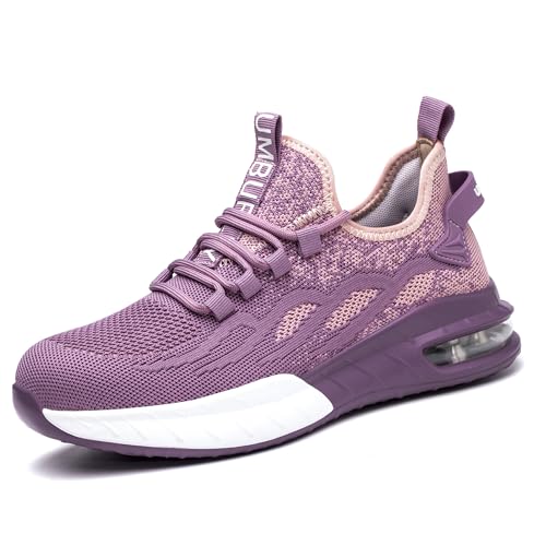 Asiman Steel Toe Shoes for Women Men Air Cushion Safety Shoes Breathable Lightweight Construction Industrial Composite Toe Work Sneakers