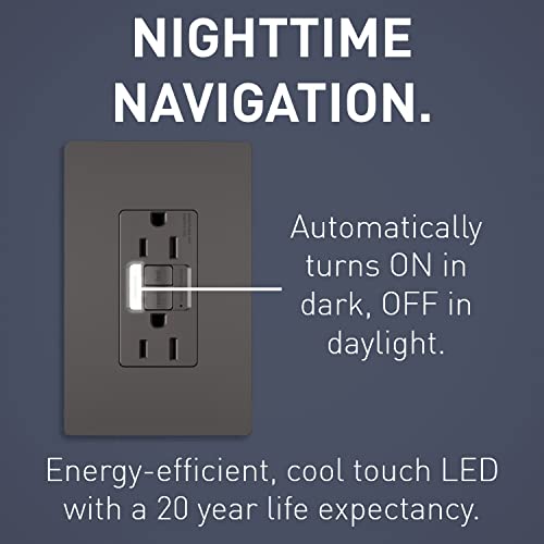Legrand Radiant Night Light 15A, Self-Test Gfci Outlet, Safe For Kids, Tamper-Resistant, Black #TOP1