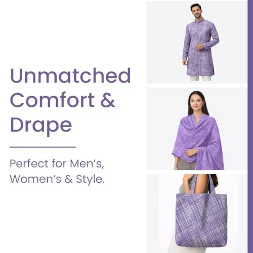 Image of Cotton Fabric Material for Men and women (3.5 Meter, Purple), Solid